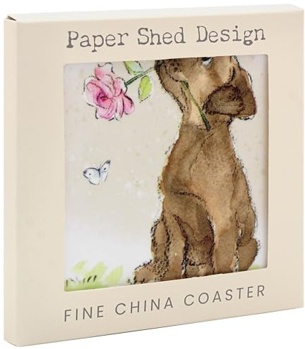 The Leonardo Collection Paper Shed Design Dog with Rose Coaster For Office Home & Kitchen | Lovely Coaster Set For Decorative Home Accessories Drinks Coasters For Tea & Coffee
