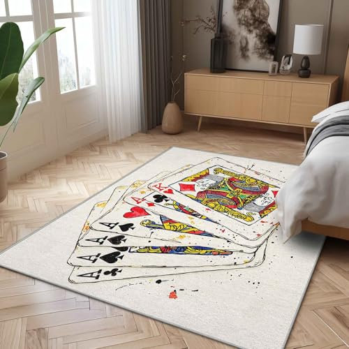 Generisch Kartenreihe Teppich 60x90 cm Pop Art Teppich Waschbar Kurzflor rutschfest König Karte Teppiche Für Küche Flur Schlafzimmer Dekoration