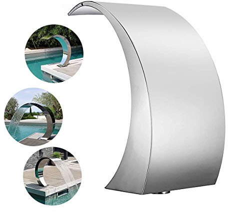 WDSOPK Fontana per Piscina, Fontana A Cascata, Fontana Rettangolare in Acciaio Inox per Piscine Interrate, Cascate da Esterno, 15,7 X 7,87