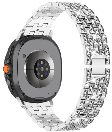 WoPail Armband Damen für Samsung Galaxy Watch 9 40mm 44mm / 8 40mm 44mm | Bling Diamant Ersatzarmband Metall Edelstahl Armbander für Samsung Galaxy Watch 8 Classic 46mm - Silber