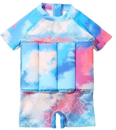 Traje de Baño Flotante Chaleco Flotador Bebe Bañador Niño Manga Corta Trajes de Baño de Una Pieza Impresión de Dibujos Animados Flotabilidad Ajustable Secado Rápido Traje de Entrenamiento