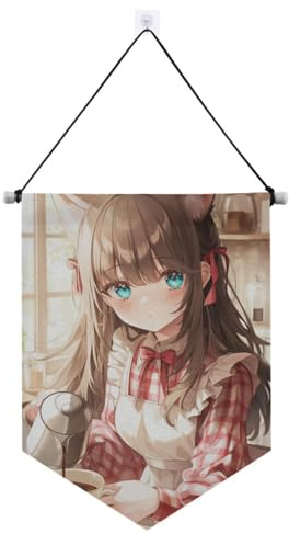 Stoffbanner mit Teleskopstange, lustiges Banner mit Anime-Motiv, Dekoration für drinnen und draußen