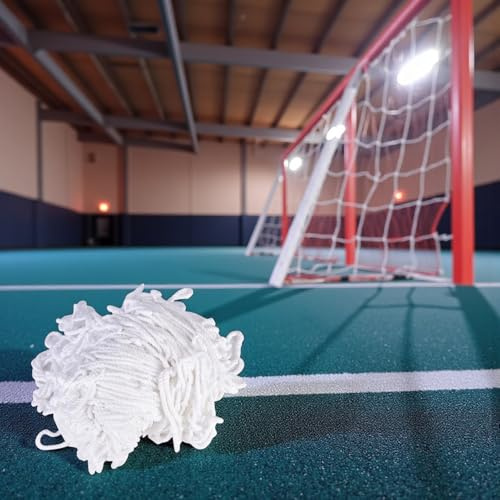 2 Netze für Fußball, Hallen- oder Handball, 3 x 2 m, robustes Polypropylen, Trainingsnetze für Fußball, Sportzubehör, langlebig und einfach zu installieren, Weiß