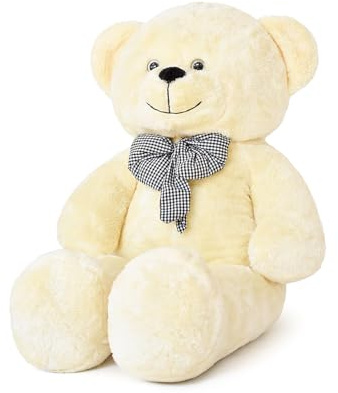 Pababo XXL Teddybär 100 cm – Großes Plüschtier Kuscheltier weich mit Schleife Geburtstag & Valentinstag (Creme)