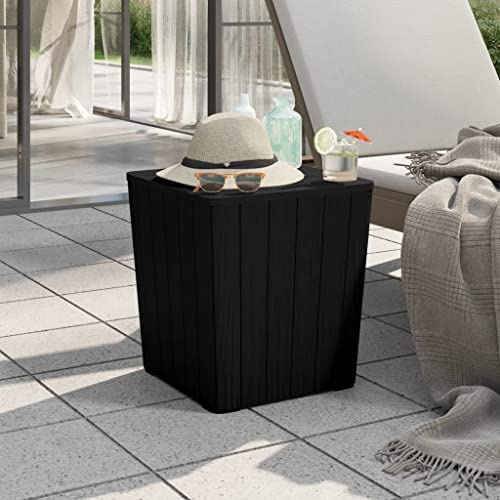 Teenpull Gartentisch mit Abnehmbarer Tischplatte, Schwarz Polypropylen, 43L Staufach, Holz-Optik, UV-beständig, für Balkon, Terrasse, Garten, Outdoor-Beistelltisch