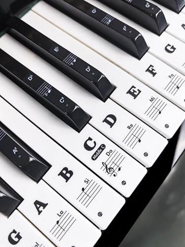 Piano Note Stickers for 37-49-54-61-76-88 Keys – Piano Keyboard Stickers for Learning, Removable Waterproof for Black & White Keys – No Fading, Strong Adhesion, Leaves No Residue(Staff Paper)