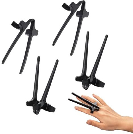 Weenwill Finger Chopsticks,4 PCS Fingers Chopsticks for Snacking Gaming,Plastic Finger Chopsticks with Serrated Grip,Reusable Snack Chopstick for Gamers,Lazy Auxiliary Chopstick for Chips (Black)