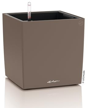 Lechuza Cube Color 30 Muskat, Pflanzgefäß mit Bewässerungssystem | inkl. Wasserstandsanzeiger und Pflanzeinsatz, 29,5 x 29,5 x 30 cm, 19442