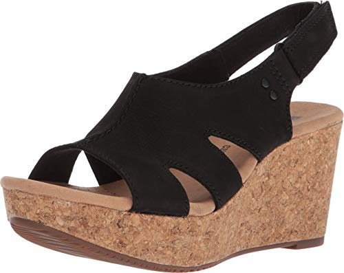 CLARKS Women's Annadel Bari Platform, Black Nubuck, 9.5 UK