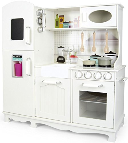 Leomark Holzküche Große Retro Küche aus Holz -Big Vintage - Kinderküche Spielküche Zubehör Kitchen Kinderspielküche Küchenspielzeug Spielzeug
