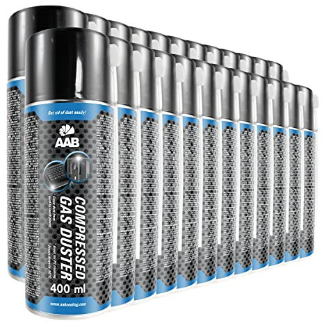 AAB Druckluft-Reiniger 24 x 400ml, Reinigungspray, Druckluft aus der Dose, Reinigung von Tastatur, Keyboard, Spielekonsolen, Kopierer, Computergehäuse, Air Duster, Luft-druck, Luftdruckspray