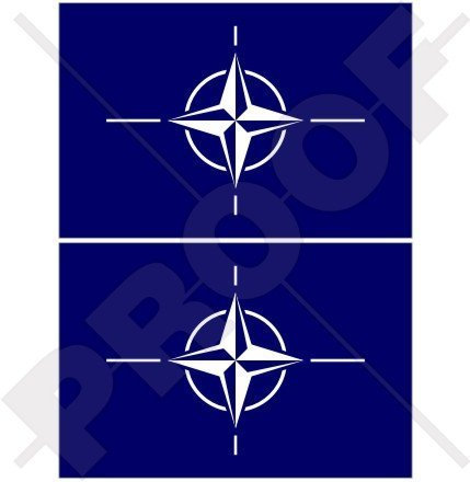 NATO Flagge Nordatlantik Vertrag Organisation, OTAN 75mm Auto & Motorrad Aufkleber, x2 Vinyl Stickers