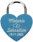 Liebesschloss mit Gravur und Schlüssel - Herzschloss Vorhängeschloss personalisiert mit Wunschtext - Pärchen Geschenke für Frauen - Jahrestag Geschenk für Sie - Partner Geschenke für Ihn (Blau)
