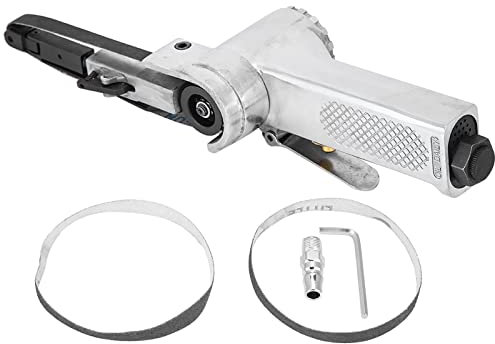 1/4 Po Ponceuse à Bande d'air, 16000rpm Outil de Polissage Pneumatique avec Ponceuse à Bande à Air Industrielle et Courroies avec 360 Degrés de Rotation(10 * 330mm)