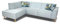 DOMO. collection Ecksofa Jules FK, skandinavisches Sofa mit Federkern, Couch Garnitur mit Holzfüßen, 263 x 191 x 81 cm (BxTxH), Ottomane links, hellblau