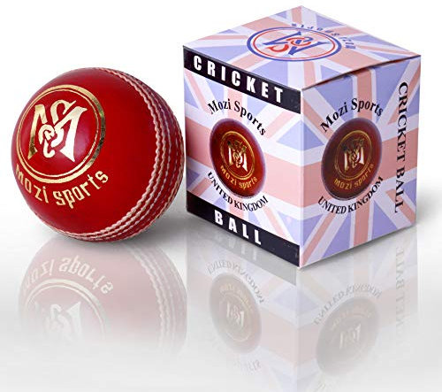 Mozi Sports Leder Cricket Ball Senior Handgenähte Match-Qualitätsbälle Gewicht 5,50 Unzen (Red)