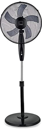 Knight 16 Heavy 5 Blade Pedestal Stand Fan - Black | 140cm Height | 3 Speed Setting | Heavy Round Base | Oscillating & Tilting Head