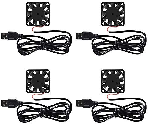 Lot de 4 ventilateurs de refroidissement pour imprimante 3D, 40 mm x 40 mm x 10 mm, ventilateur de refroidissement avec terminal à 2 broches pour extrudeuse Hotend et dissipateurs thermiques Makerbot