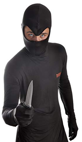 Ciao-Diabolik tuta costume originale (Taglia unica adulto 50-52) con coltello, Colore Nero, 11721