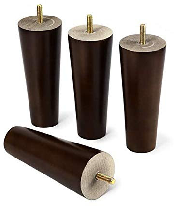 4 Stück Möbelfüße Holz Tischbeine Massivholz Konisch Ersatz Gerader Kegel Möbelbeine für Sofa Bett Schrank Ersatz für Schrank Bett Füße,Nussbaum,M10 Gewinde(18cm)