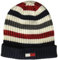 Tommy Hilfiger Herren Men's Striped Ribbed Beanie-Mtze, Weiß gestreift, Einheitsgröße