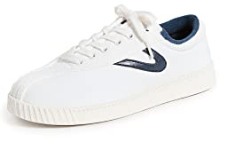 TRETORN Canvas Sneakers Women's Lace-up Casual Tennis Shoes Style, Nyliteplus-Scarpe da Ginnastica da Donna in Tela, con Lacci, Stile Classico Vintage, Bianco e Blu Marino, 38 EU