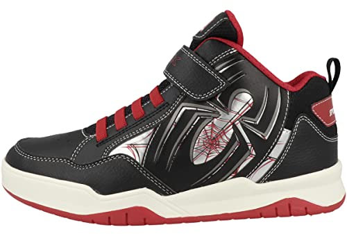 Geox Jungen J Perth Boy C Sneakers,Schwarz Red,34 EU