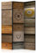 murando Akusticher Raumteiler Retro Vintage Foto Paravent 135x172 cm beidseitig auf Vlies-Leinwand Bedruckt Akustikschaum Trennwand Spanische Wand Sichtschutz Home Office Holzoptik f-A-0540-z-b
