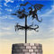 Wetterfahne Hexe Vs. Drache – Metall-Wetterfahne, Skulptur, Dekoration, Richtungsanzeiger, Gartenpflock, Kunstdekoration Für Dach, Bauernhof, Pavillon, Terrasse, Garten, Dekoration, 11,8 X 19,7 In