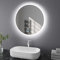 Finmrys Badspiegel mit Beleuchtung Rund 70 cm LED Spiegel Bad mit Touch-Schalter Beschlagfrei Badezimmerspiegel Dimmbar Beleuchtet Kaltweiß Warmweiß 27.56 inch