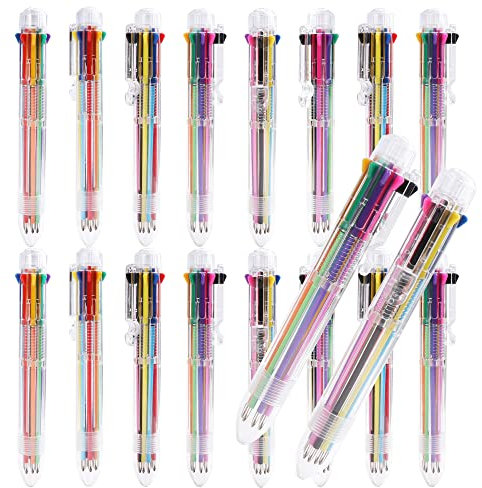 YiliYa 18 Stück Mehrfarbige Kugelschreiber 8in1 Multicolor Stifte Retractable Kugelschreiber 8 Farben Kugelschreiber Mehrfarbiger Stifte für Studenten Kinder Büro Schulbedarf