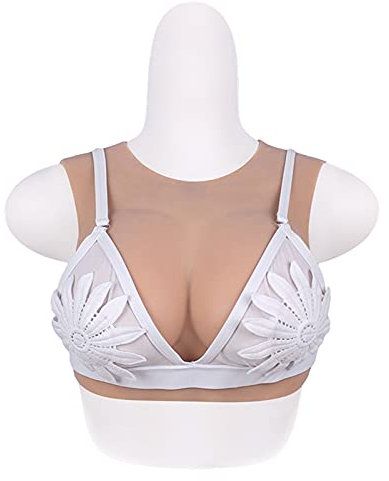 NOVMAX Silicone Breast Breastplate Breast Forms Plates Bra Pads Enhancers with Elastic Cotton Filled for Crossdressers Transgender(Size:E Cup,Color:White)