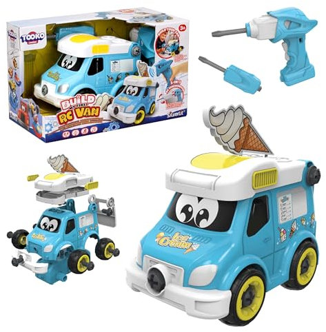 SilverLit Tooko Build My First Ice Cream Van Ages 3+ - 25+ Piece RC Assembly Kit for Toddlers, Includes 2-in-1 Electric Screwdriver, Remote Control, Nostalgic Jingle, Toys and Gifts for Kids