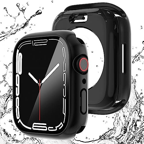 NewWays Wasserdicht Schutzhülle für Apple Watch Series SE(2024-2020) 6 5 4 40mm mit Glas Displayschutz,Rundum Hülle für iWatch 40mm,Schwarz