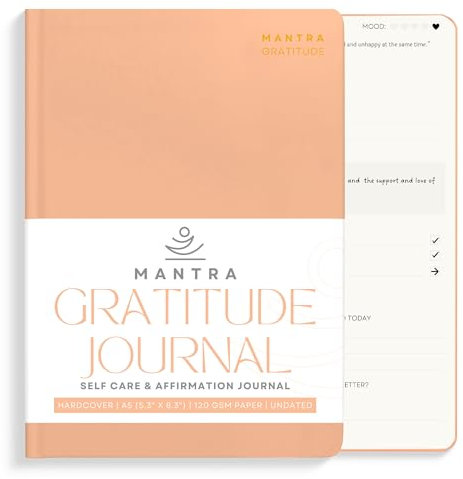 Dankbarkeits-Tagebuch für Frauen und Männer, psychische Gesundheit, Selbstliebe und Selbstpflege, Orange, 14,7 x 21,1 cm Mantra Planner