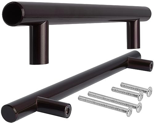 Stahlia Möbelgriffe Edelstahl 64mm Ø12mm Schrankgriffe dunkelbraun Küchengriffe Schubladengriffe Handgriff Relinggriff Stangengriff Griffe für Badmöbel