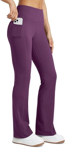 WILLIT Thermo Leggings Damen Winter Gefütterte Fleece Sporthose Yogahose Warm Sport Leggings Laufhose Bootcut Hose High Waist mit Taschen