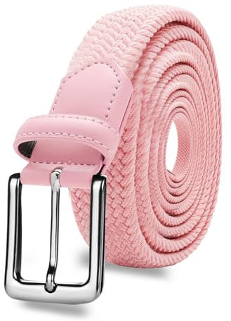 LOVMEAD Elastischer Gürtel Stretchgürtel Geflochten Herren Damen Wert Stück, Golf Stoffgürtel Flechtgürtel Dehnbarer (1 Stück -Rosa, 105cm/34’’-38’’ für Taillengröße)