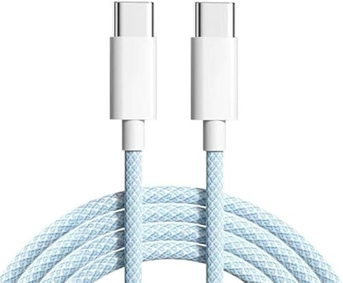 Galaxy A56 A36 A26 A16 A15 A25 / A35 A55 / S24 FE Charger cable Nylon Braided 1M (60 W) USB C Charger Lead Fast Charging USB C Cable for Samsung Galaxy A15 5G / S23 FE 5G (BLUE)