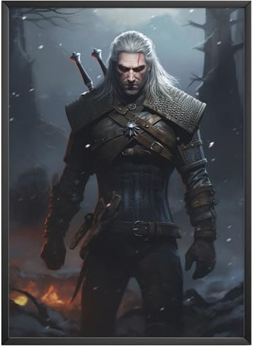 MJ-Graphics - Poster Gerald der Hexer - Dark Fantasy Mittelalter Witcher Bilder | Wandbild Din A3 in Galerie Qualität dickes Posterpapier - FineArt Kunstdruck ohne Bilderrahmen