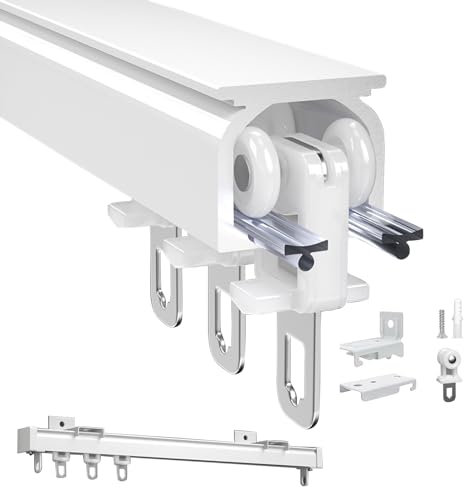 V3VOGUE Metall Deckenschiene Gardinenschienen Set 1m 2m 3m 4m 5m 6m Vorhangschiene Aus Aluminium, Mit Mehrfachrolle Und Zubehör, Für Fenster, Raumteiler, Duschvorhang Schiene