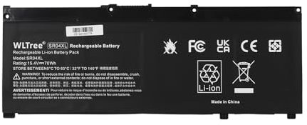 WLTree 15.4V 70Wh SR04XL Laptop Akku für HP Omen 15-CE 15-CE000NF CE002NG 15T-CE 15-DC 15-DC0001NG DC0001NL 17-CB Pavilion 15-CB079TX CB011TX ZBook 15v G5 917678-1B1 917678-2B1 917724-855 Battery