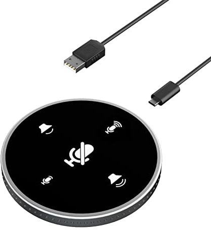 YIWENG Escritorio USB Conferencia Altavoz Micrófono Altavoz Incorporado 360 ° Omnidireccional PC Ordenador Micrófono de Condensador con función de Silencio Ajuste de Volumen Plug & Play