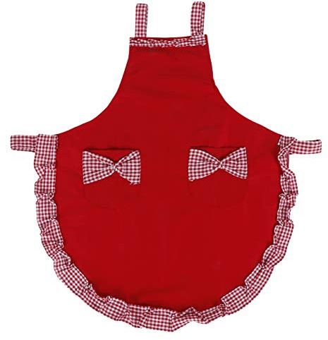 Tomotato Delantal de Cocina, Bonito delantal Vintage para Mujer con Bolsillos y Lazo para Camarera y Chef para Restaurante de Cocina(Rojo)