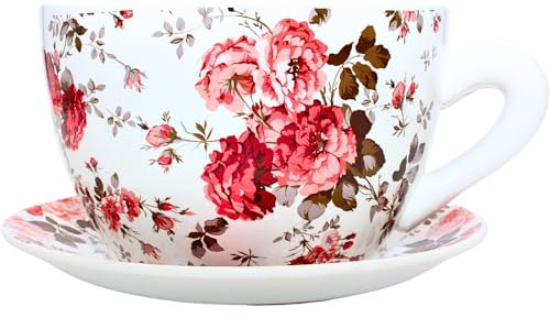 Dekohelden24 Blumentopf, Pflanztasse, Pflanzkübel, Pflanzgefäß, Übertopf aus Keramik bunt L/B/H 28 x24 x14 cm