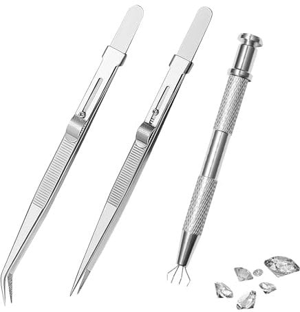 3 Stück Pinzette Mit Edelsteinspitze, Schmuck-Piercing-Werkzeuge Aus Edelstahl, Schmuckpinzette, Piercing-Kugelgreifer, Piercing-Werkzeuge, Schmuckperlenzange Für Schmuck, Perlen
