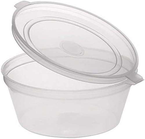 Generic Minimalist 50-Pack Clear Round 1 Oz Leakproof Plastic Food Containers With Lids, Dishwasher, Microwave, Freezer Safe, Stackable, Durable, Take-Out, Flip Top, Round, 1 Oz