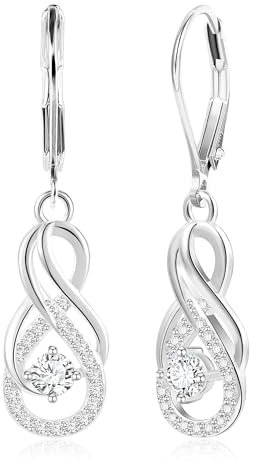 ALEXCRAFT Zirkonia Ohrringe Silber 925 Hängend Damen Leaveback Dangle Drop Earrings Geschenk für Frauen Freundin Mama Mädchen