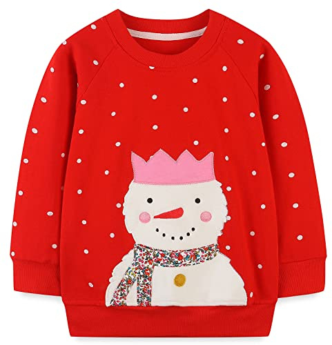 TEDD Girls Christmas Sweatshirt for Kids Cotton Top Casual Jumper Girl T Shirt Toddler Clothes Long Sleeve Pullover Winter Spring Age 9-10 Years