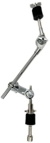 TUOREN Cymbal Boom Arm Stacker Attachment with Multi-Clamp, 10.2 inch Adjustable Cymbal Arm Holder and 6.6 inch Straight Cymbal Stacker for 8mm Cymbal Stand Tops Mount, Silver